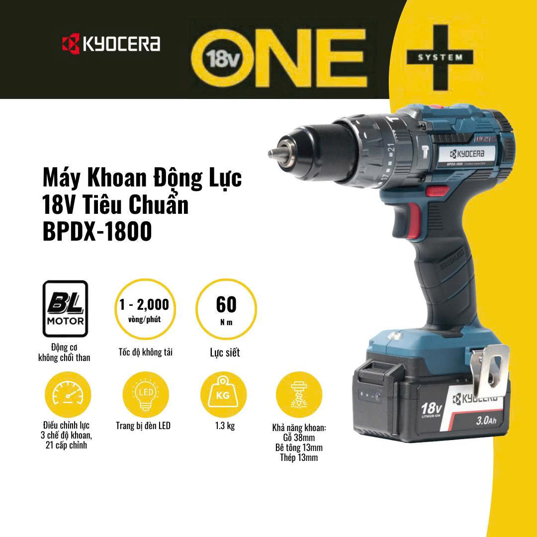 Thân Máy Khoan Động Lực 18V Tiêu Chuẩn Kyocera - BPDX-1800