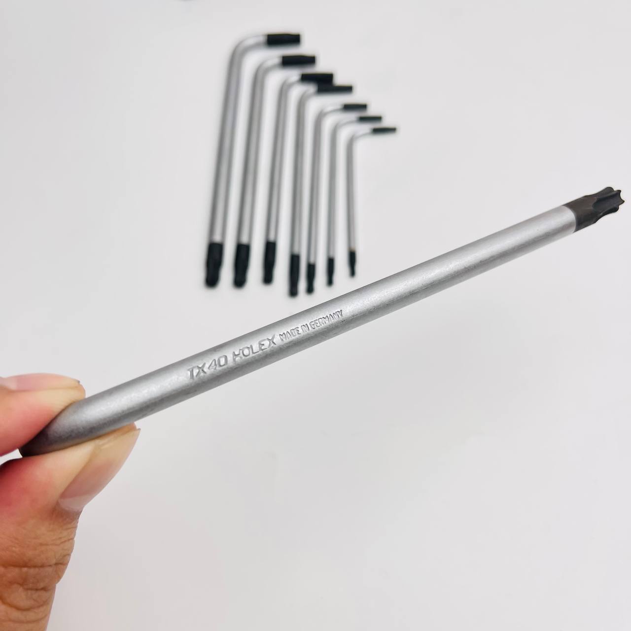 BỘ LỤC GIÁC BÔNG HOA THỊ LOẠI NGẮN CHỮ L HOLEX 8 CÂY 1 ĐẦU BI