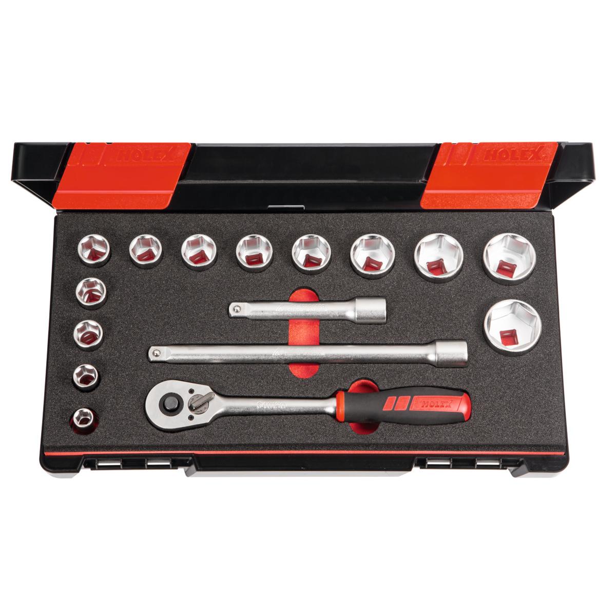 SOCKET SET, 1/2 SQUARE, 16 PIECES