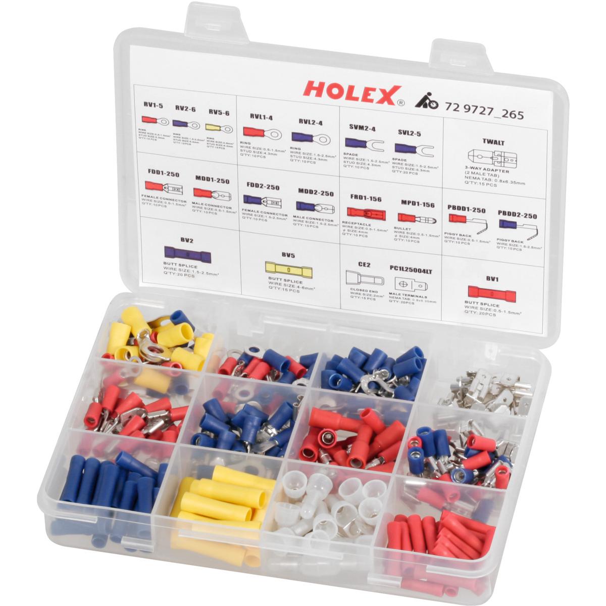 Bộ đầu cos 265 chi tiết Holex gồm các loại cos nối 729727