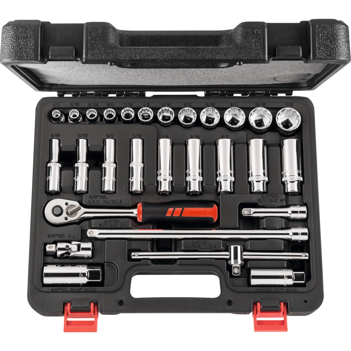 SOCKET SET 3/8 SQ/DR 28 PCS