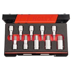 BỘ ĐẦU SOCKET LỤC GIÁC 10 CHI TIẾT ĐẦU VUÔNG 1/2 INCH HOLEX 639408