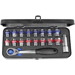 BỘ CẦN SIẾT VÀ SOCKET 18 CHI TIẾT, HỆ MÉT/ INCH HOLEX