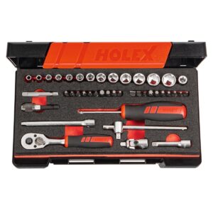 BỘ CẦN SIẾT VÀ ĐẦU KHẨU 1/4 INCH HOLEX GỒM 42 CHI TIẾT